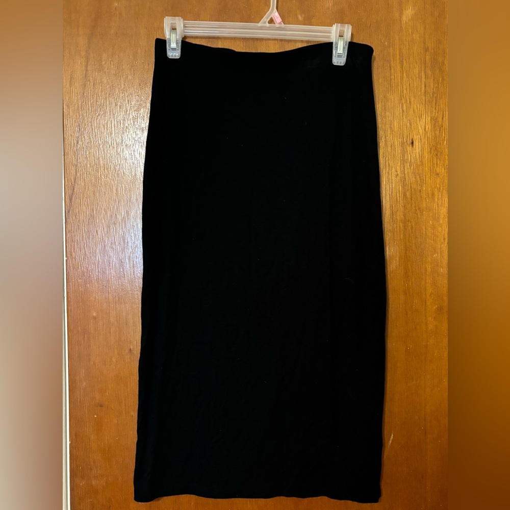Black pencil midi skirt